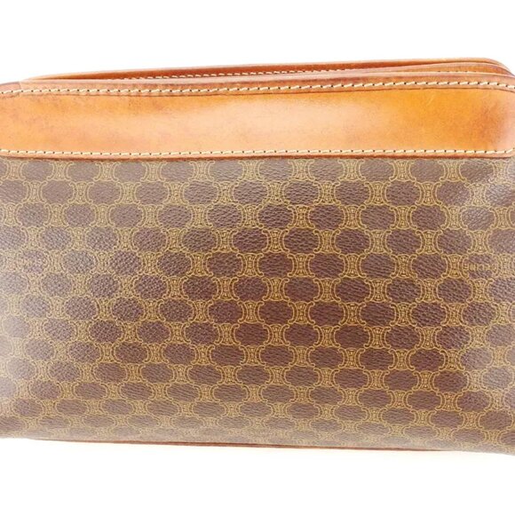 CELINE Clutch Bag Macadam Beige PVC Leather Used Authentic T10374 - Picture 2 of 9